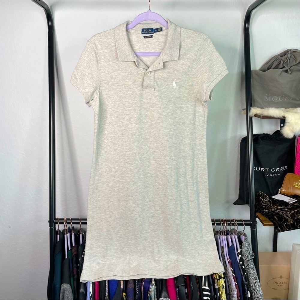 POLO Ralph Lauren The Mesh Mini Light Gray Polo Dress